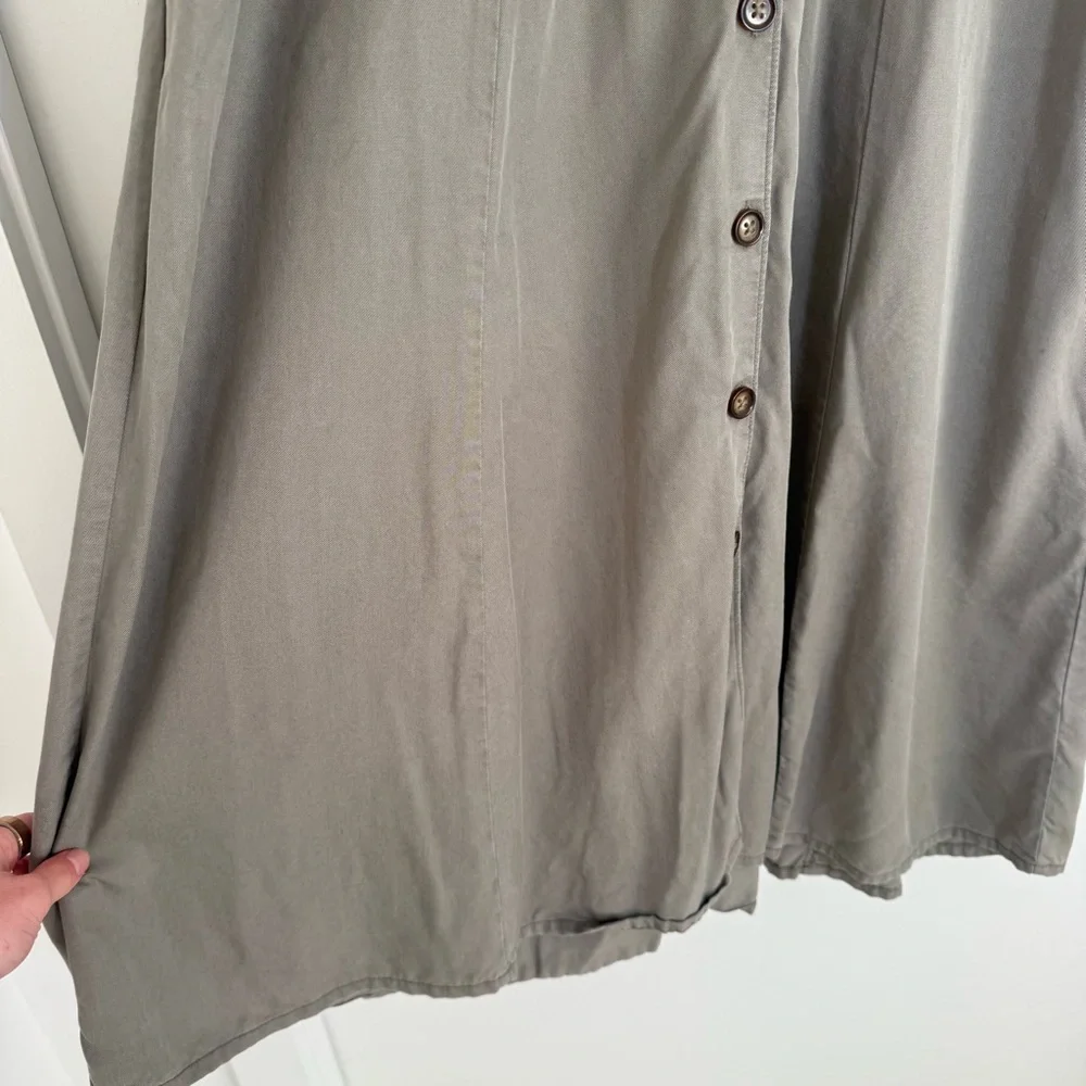 Quince Vintage Wash Tencel Button Front Midi Dress Olive Green Large Cottagecore - Picture 6 of 14